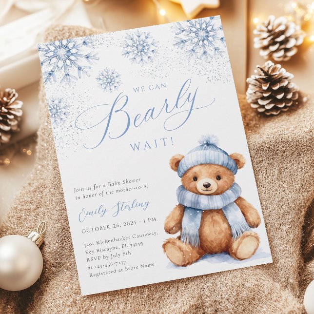 Invitación Blue Winter Teddy Bear Baby Shower Invitation (Subido por el creador)