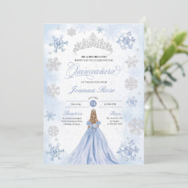 Invitación Blue Winter Wonderland Snowflake Quinceanera