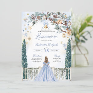 Invitación Blue Winter Wonderland Snowflake Quinceanera