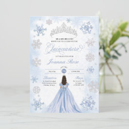 Invitación Blue Winter Wonderland Snowflake Quinceanera