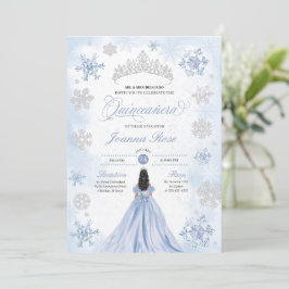 Invitación Blue Winter Wonderland Snowflake Quinceanera