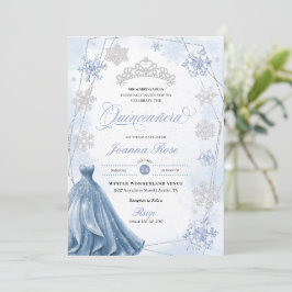 Invitación Blue Winter Wonderland Snowflake Quinceanera