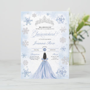 Invitación Blue Winter Wonderland Snowflake Quinceanera