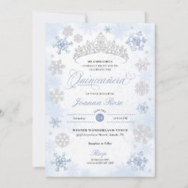 Invitación Blue Winter Wonderland Snowflake Quinceanera