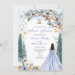 Invitación Blue Winter Wonderland Snowflake Sweet 16