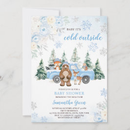Invitación Blue Winter Woodland Baby Shower