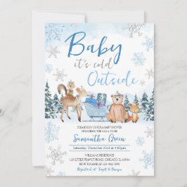 Invitación Blue Winter Woodland Baby Shower