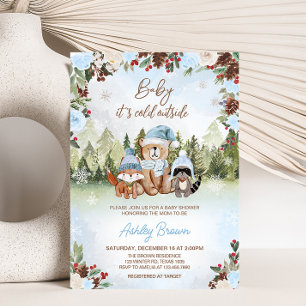 Invitación Blue Winter Woodland Baby Shower