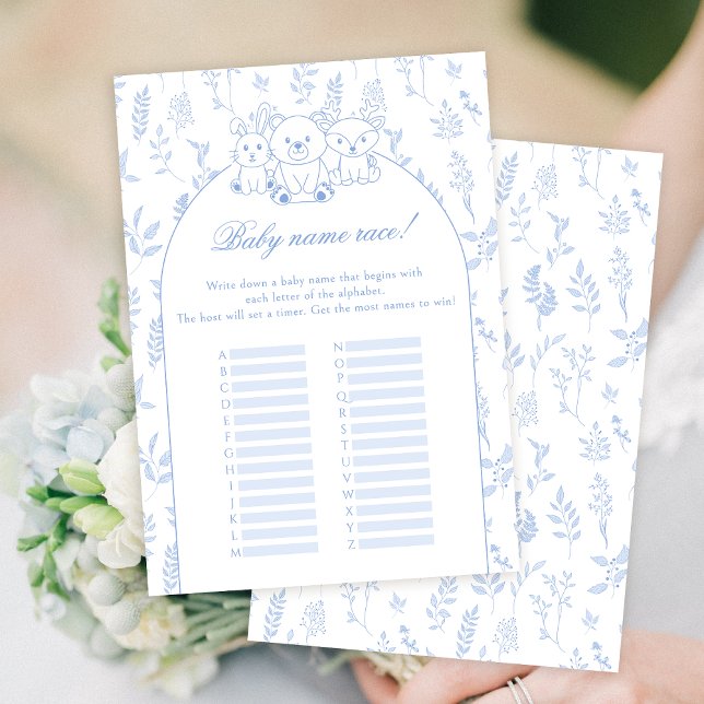 Invitación Blue Woodland Baby Boy Shower Nombre Race Game Car (Subido por el creador)