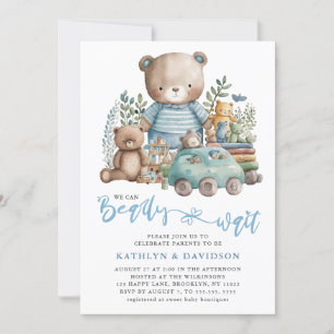 Invitación Blue Woodland No Podemos Esperar A Los Niños Baby 