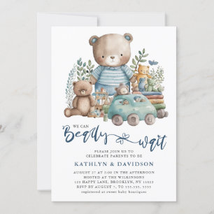 Invitación Blue Woodland No Podemos Esperar A Los Niños Baby