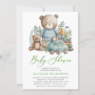 Invitación Blue Woodland No Podemos Esperar A Los Niños Baby