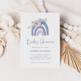 Invitación Blue y Purple Boho Dusty | Baby Shower arcoiris