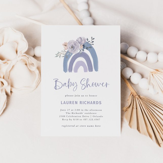 Invitación Blue y Purple Boho Dusty | Baby Shower arcoiris (Subido por el creador)