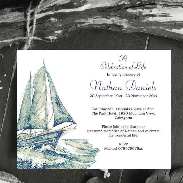 Invitación Blue Yacht Celebration of Life Card (Subido por el creador)