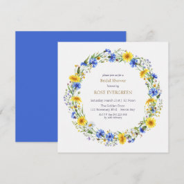 Invitación Blue Yellow Lavender Wildflower Wreath 