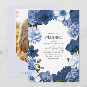 Invitación Bluebell Smoke, Marine Slate & Winter Sky Boda