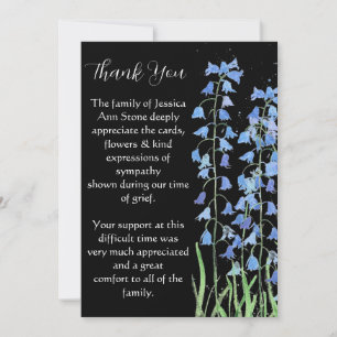 Invitación Bluebells Blue Floral Funeral Death Gracias