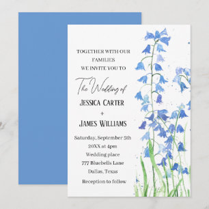 Invitación Bluebells Blue Floral Watercolor Primavera Wedding
