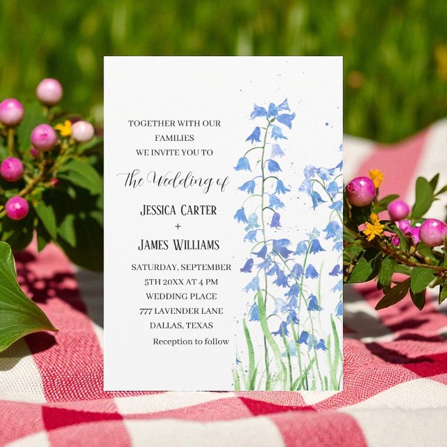 Invitación Bluebells Watercolor Floral Boda (Subido por el creador)