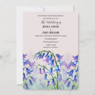 Invitación Bluebells Watercolor Floral Country Wedding
