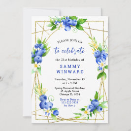 Invitación Blueberries and Foliage Birthday
