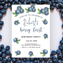 Invitación Blueberries Primer Fiesta de cumpleaños | Berry Fi