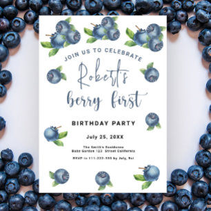 Invitación Blueberries Primer Fiesta de cumpleaños   Berry Fi