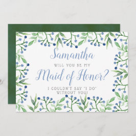 Invitación Blueberries simples | ¿Serás Mi Mujer De Honor?