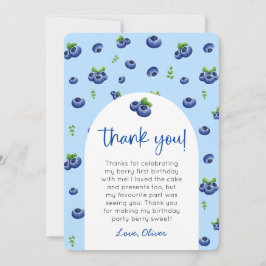 Invitación Blueberry 1er cumpleaños Foto Gracias
