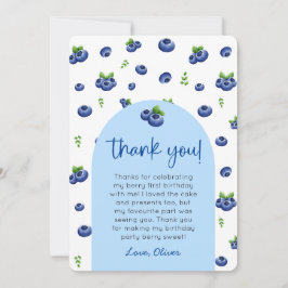 Invitación Blueberry 1er cumpleaños Foto Gracias