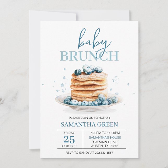 Invitación Blueberry Baby Brunch Baby Shower (Anverso)