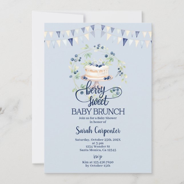 Invitación Blueberry Baby Brunch Baby Shower (Anverso)