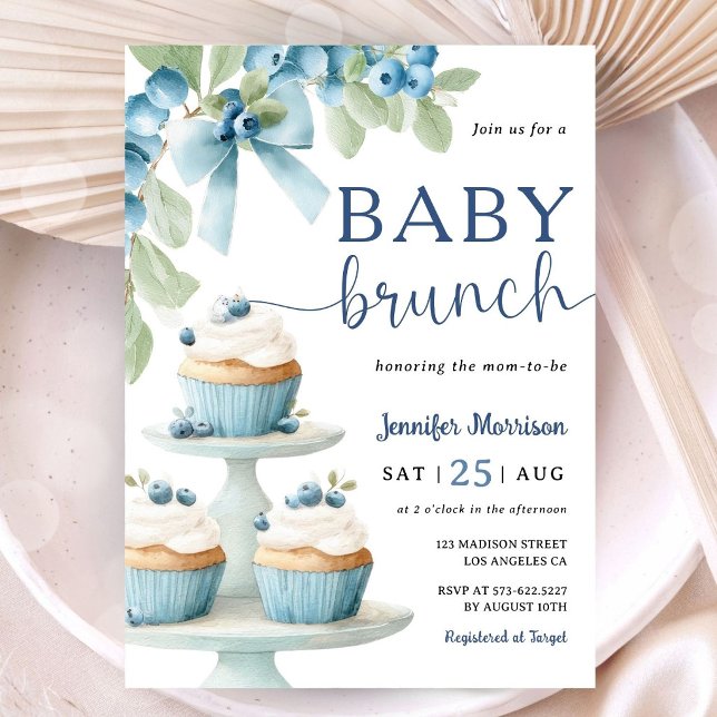 Invitación Blueberry Baby Brunch Boy Shower Invitation (Subido por el creador)
