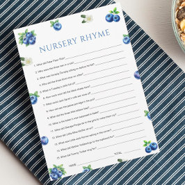 Invitación Blueberry Baby Shower Nursery Rhyme Game Card