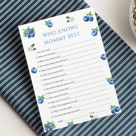 Invitación Blueberry Baby Shower Who Knows Mommy Best Game 