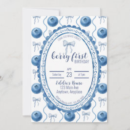 Invitación Blueberry Baby's Berry First 1st Birthday Party