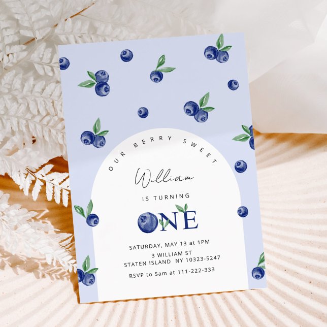 Invitación Blueberry Berry dulce chico primer cumpleaños (Subido por el creador)