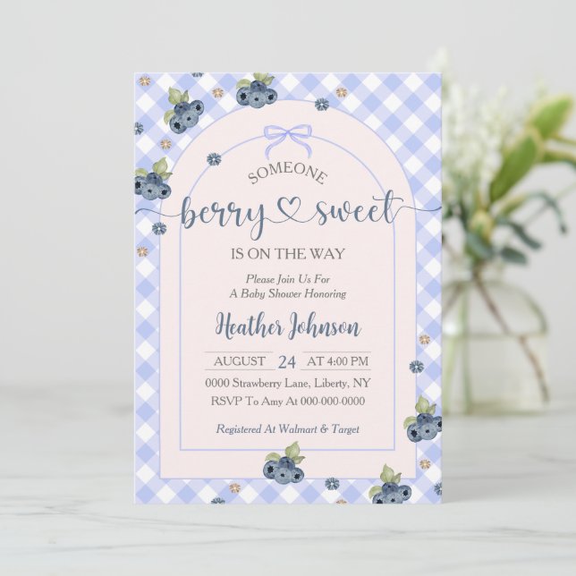 Invitación Blueberry Berry Sweet Baby Boy Baby Shower (Anverso de pie)
