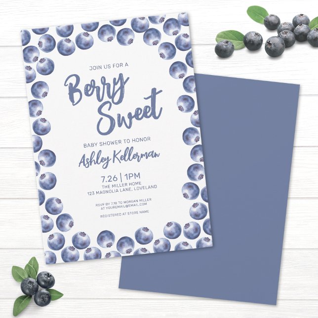 Invitación Blueberry Berry Sweet Baby Shower (Blueberry Berry Sweet Baby Shower Invitation)