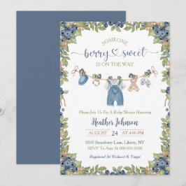 Invitación Blueberry Berry Sweet Clothesline Baby Shower