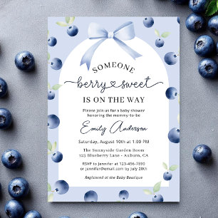 Invitación Blueberry Berry Sweet Croquette Bow Baby Shower