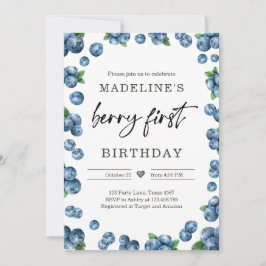 Invitación Blueberry Berry Sweet First Birthday