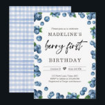 Invitación Blueberry Berry Sweet First Birthday<br><div class="desc">(H) ¡Una invitación divertida para tu fiesta de cumpleaños! Tema de fresa. cómodamente PERSONALIZAR este diseño con sus detalles! æSi necesita coordinar ARTÍCULOS DE COINCIDENCIA, por favor compruebe nuestra colección o tienda de correspondencia. ¿Tiene alguna pregunta sobre nuestros diseños o si no encuentra lo que está buscando, por favor contáctenos:...</div>