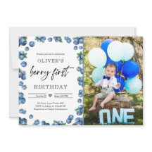 Blueberry Berry Sweet First Birthday Invitatio