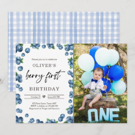 Invitación Blueberry Berry Sweet First Birthday Invitatio