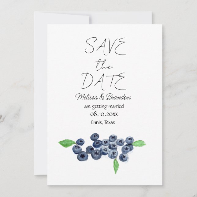 Invitación Blueberry Blueberries Berries Boda ruso (Anverso)