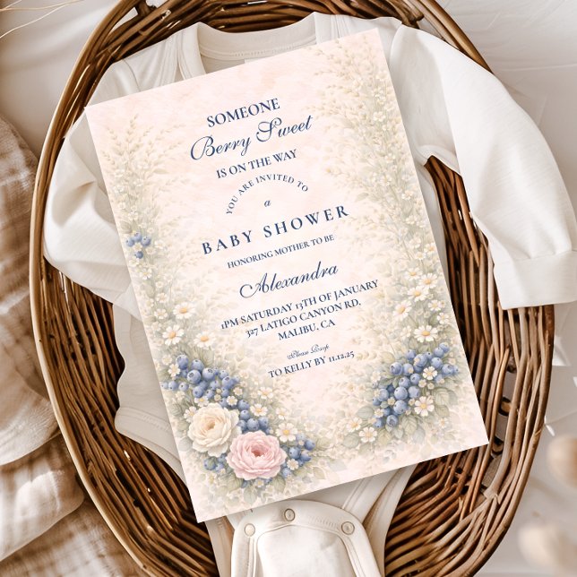 Invitación Blueberry Botanical Frame Baby Shower (Subido por el creador)