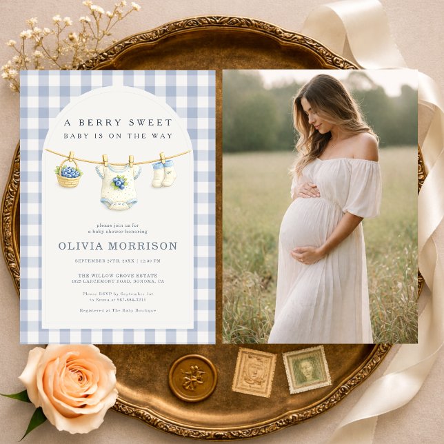 Invitación Blueberry Clothesline Photo Baby Shower (Subido por el creador)