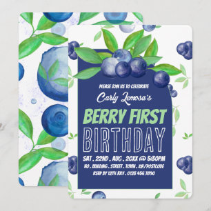 Invitación Blueberry Design, Berry First Birday